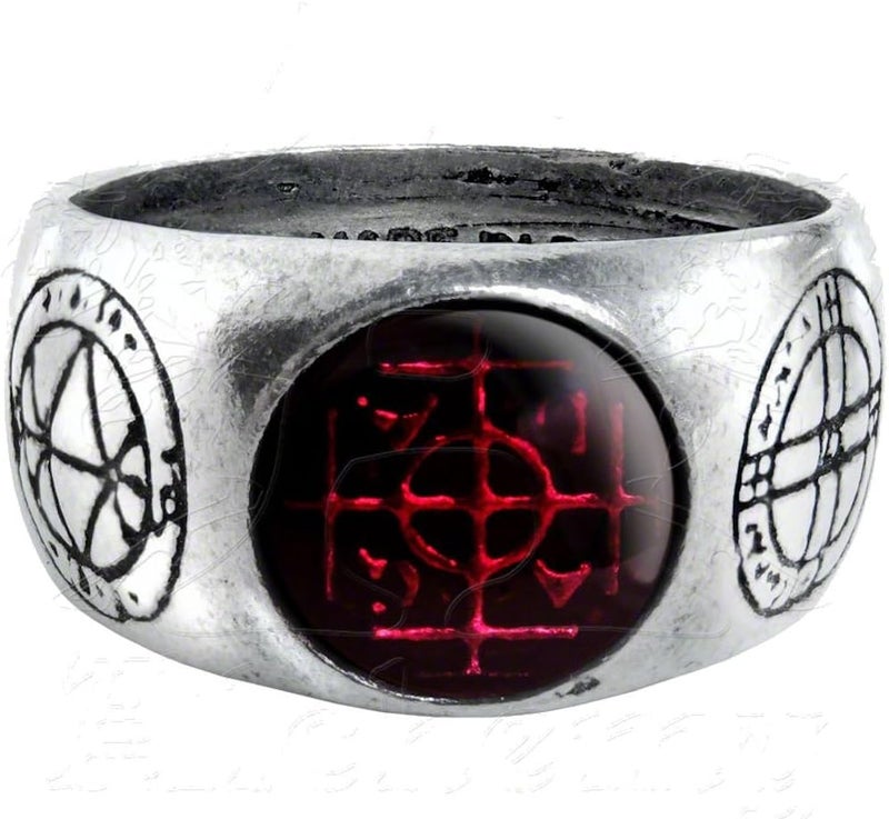 Alchemy Gothic The Vault Agla Pewter Talisman Ring with Red Gem - Size 7 - Image 1